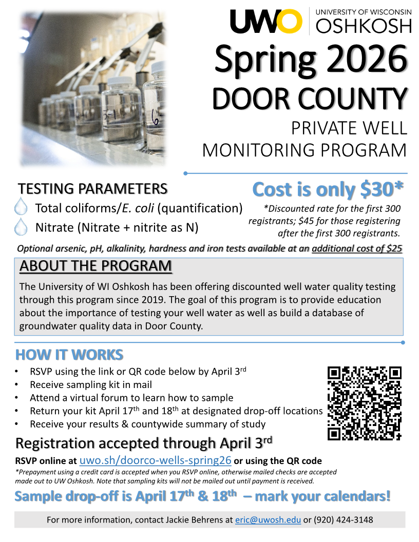 Spring 2026 Door County Well Water Testing Program Flyer